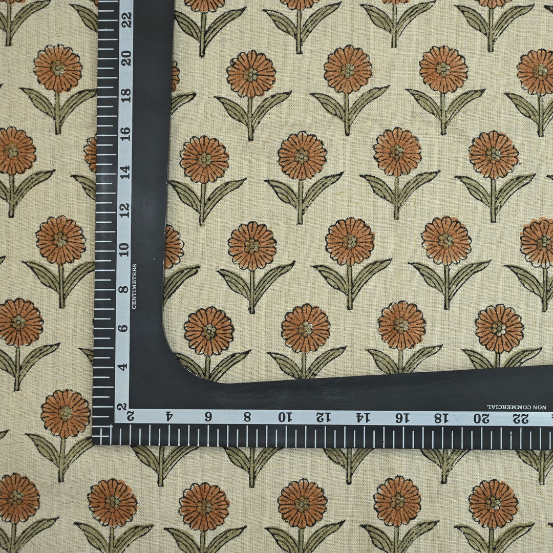 Artisan Block Print Linen Fabric - 15