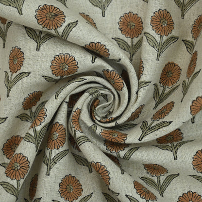 Derek Floral Block Print linen Fabric
