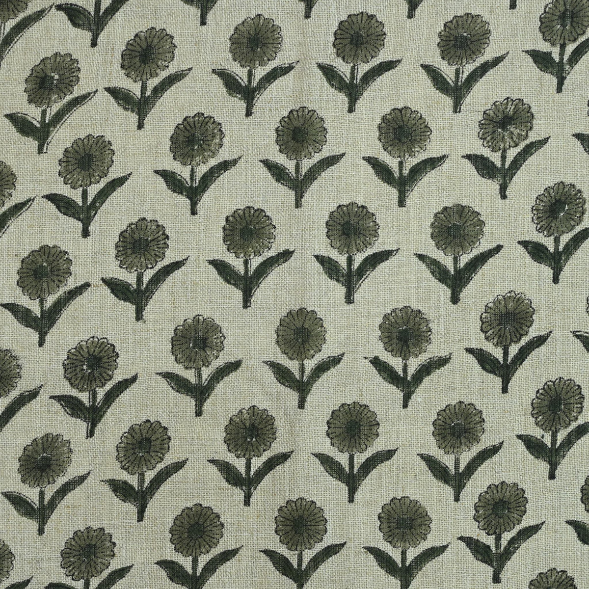 Derek Floral Block Print linen Fabric