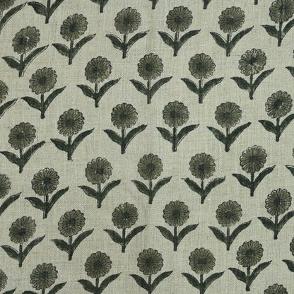 Derek Floral Block Print linen Fabric