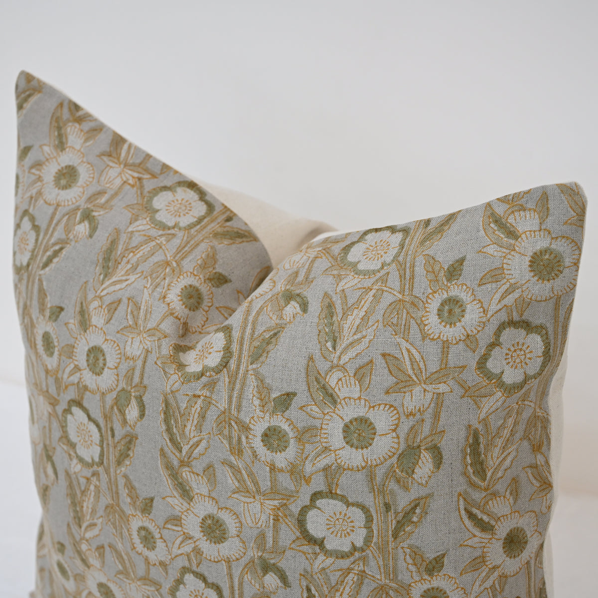 Maria Warm Linen Block Print Pillow Cover
