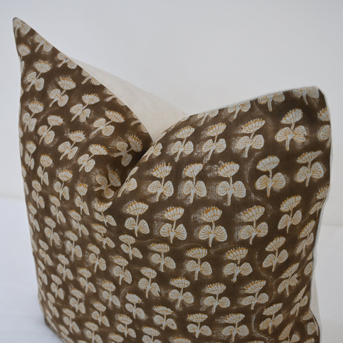 Joanna Espresso Linen Block Print Pillow Cover