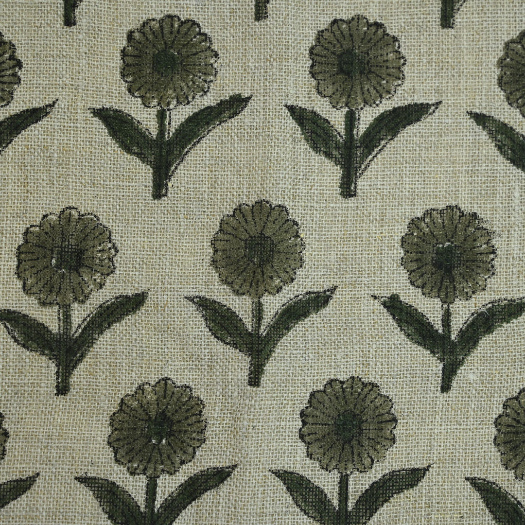 Artisan Block Print Linen Fabric - 15