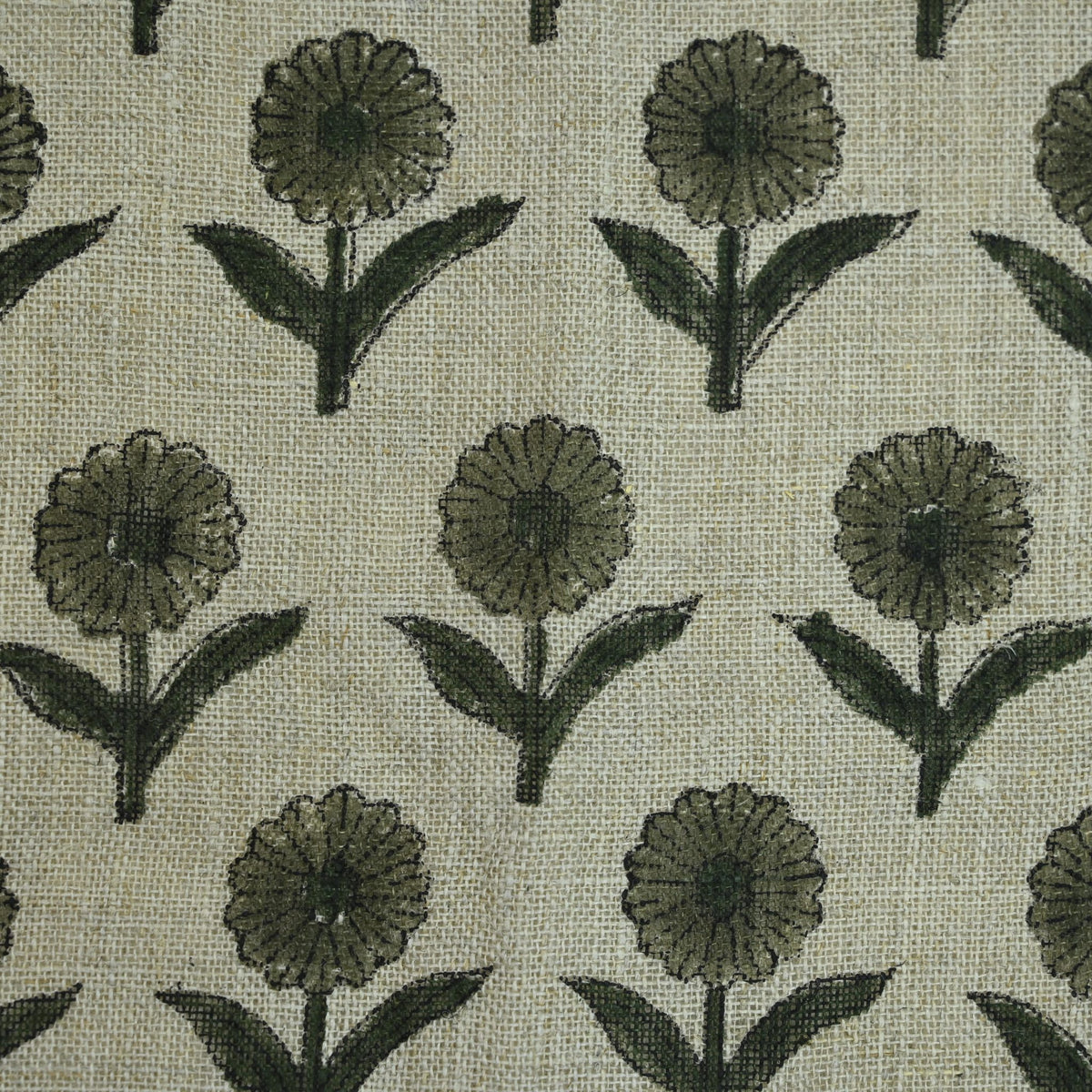 Derek Floral Block Print linen Fabric