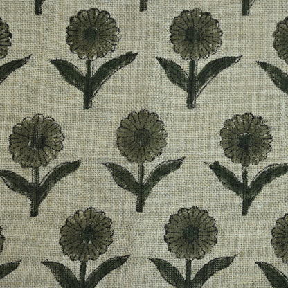 Derek Floral Block Print linen Fabric