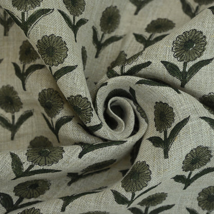 Derek Floral Block Print linen Fabric