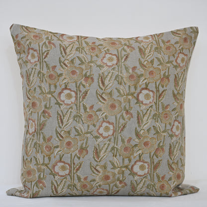 Maria Blush Linen Block Print Pillow Cover