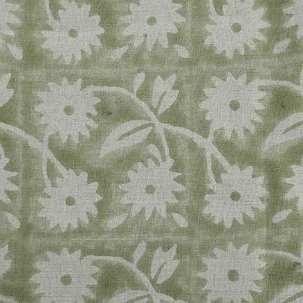 Artisan Block Print Linen Fabric - 5