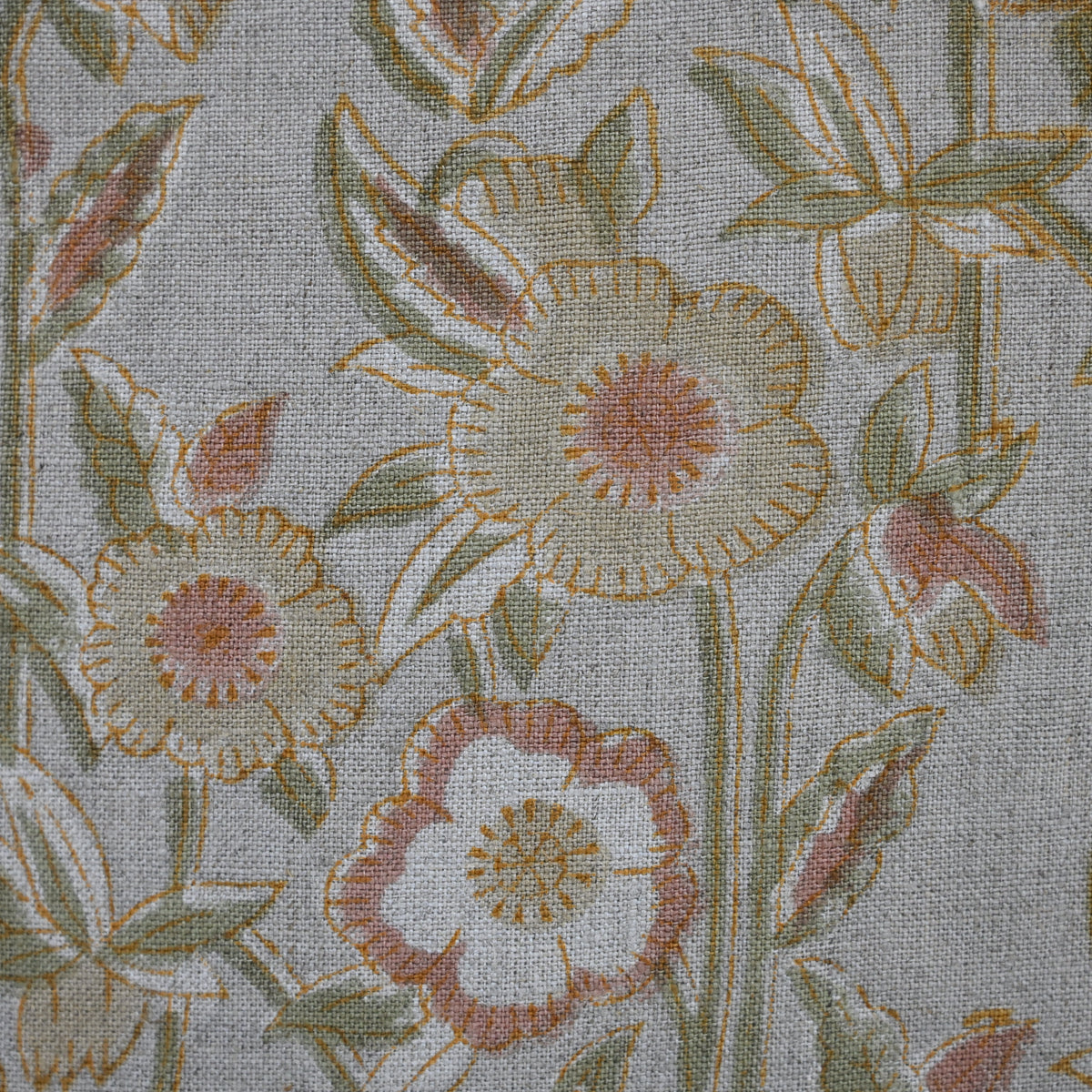 Maria Blush Linen Block Print Pillow Cover