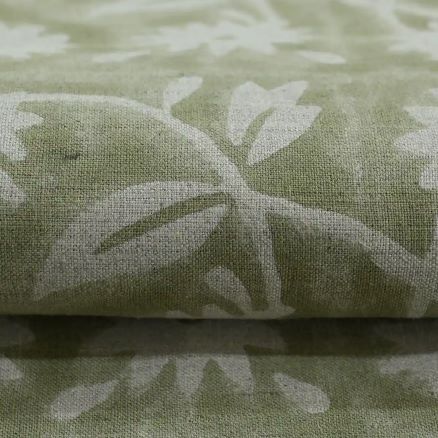 Artisan Block Print Linen Fabric - 5