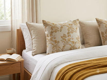 Faith Beige Block Print Pillow Cover
