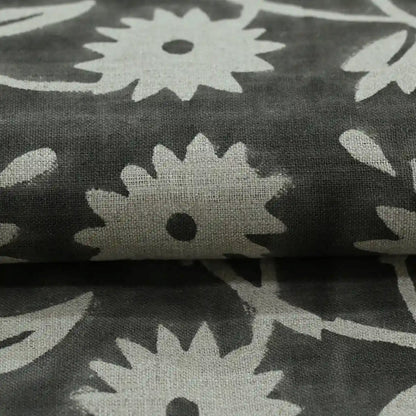 Annalise Floral Block Print Linen Fabric