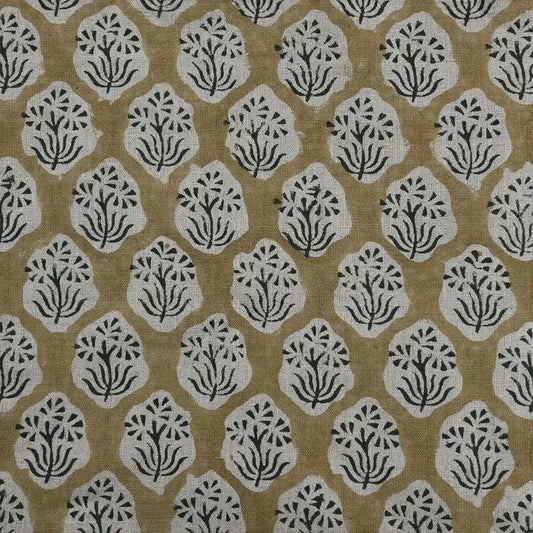 Vessina Floral Block Print Linen Fabric