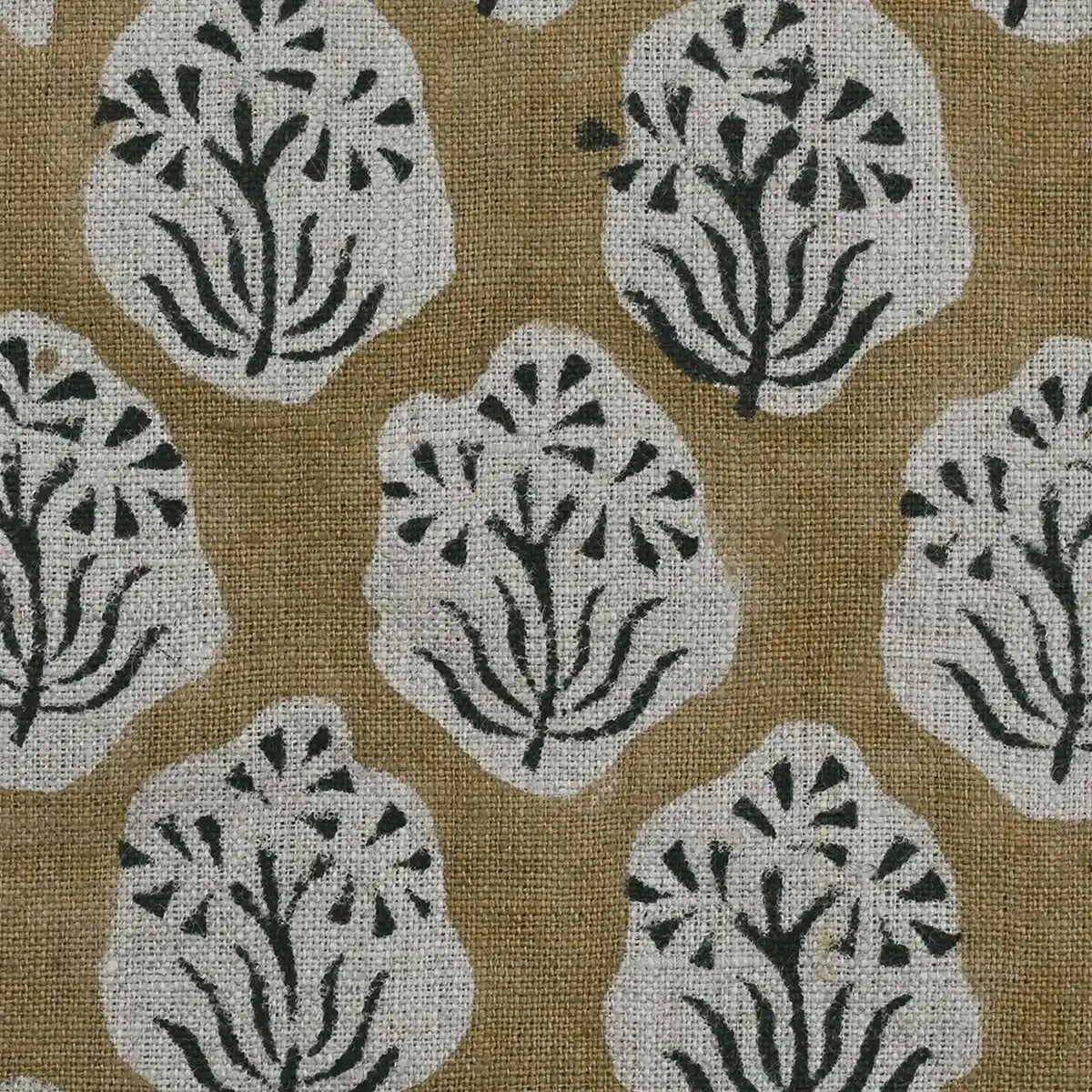 Vessina Floral Block Print Linen Fabric