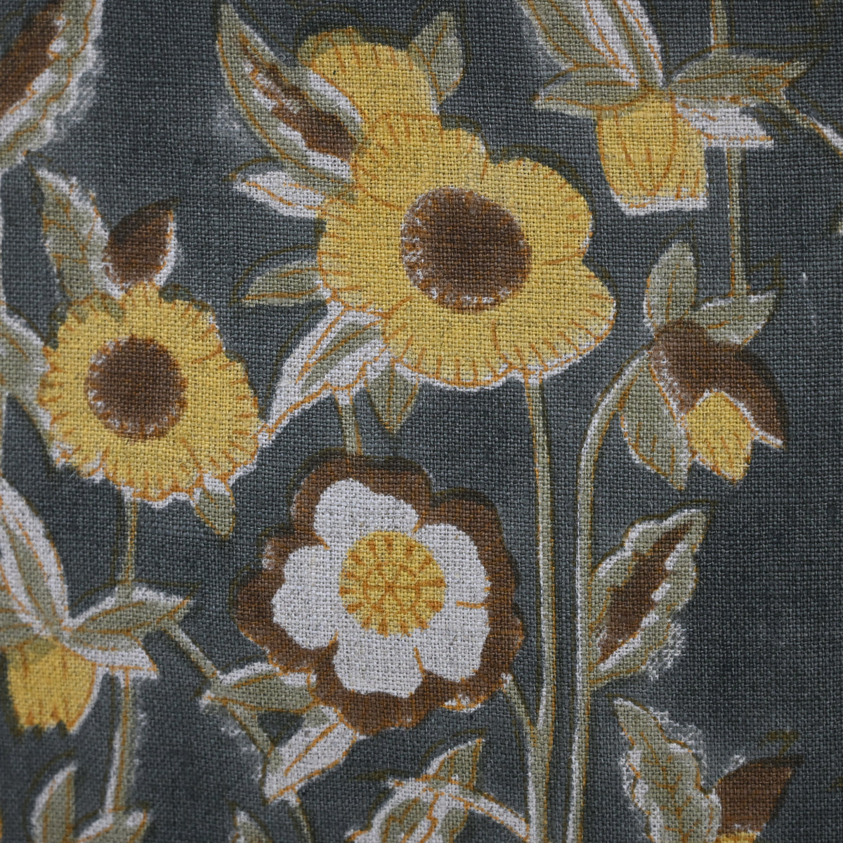 Maria Mustard Linen Block Print Pillow Cover