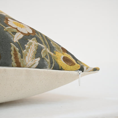 Maria Mustard Linen Block Print Pillow Cover