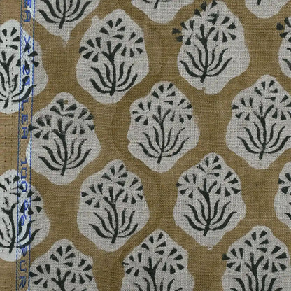 Vessina Floral Block Print Linen Fabric