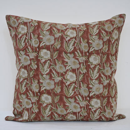 Maria Brick Linen Block Print Pillow Cover