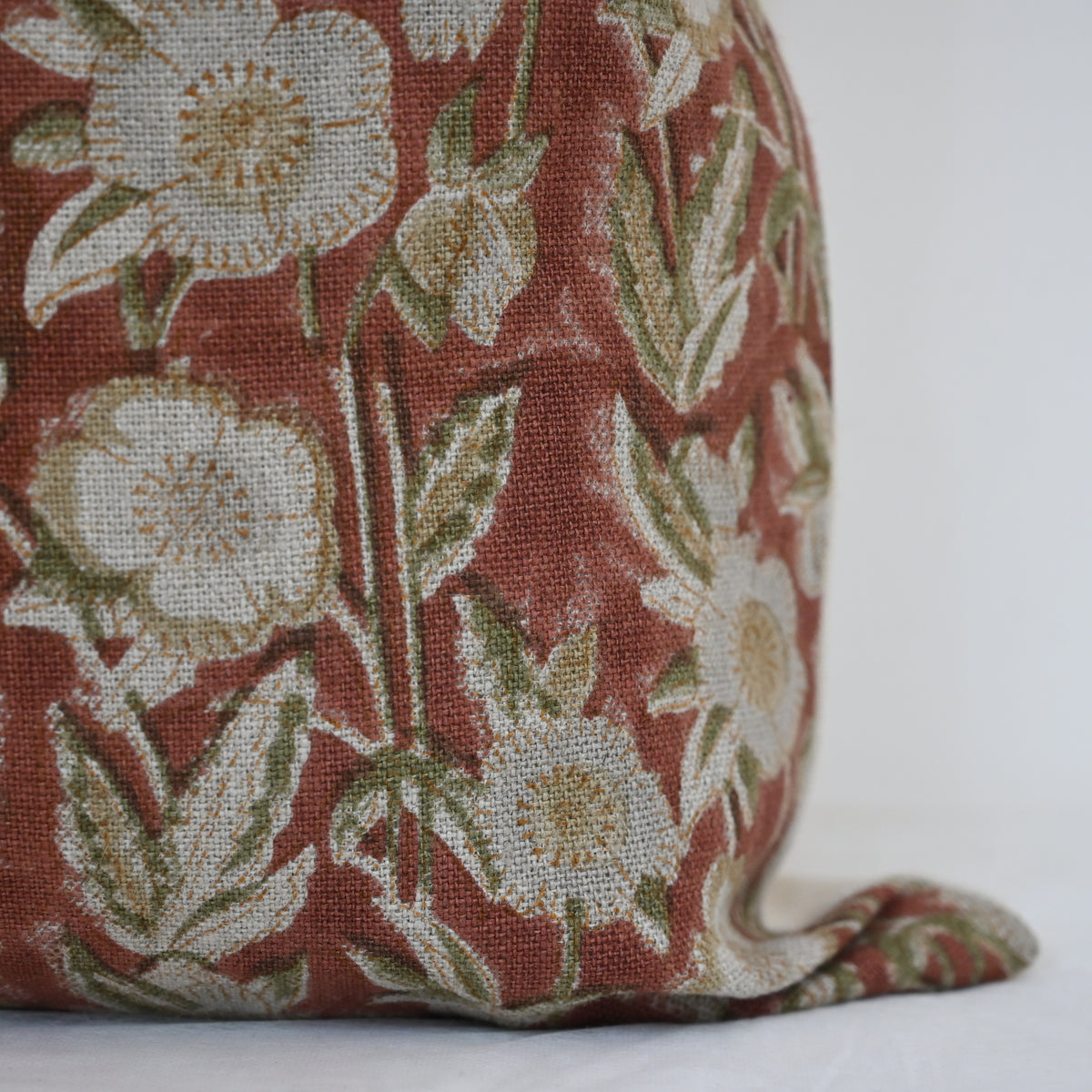 Maria Brick Linen Block Print Pillow Cover