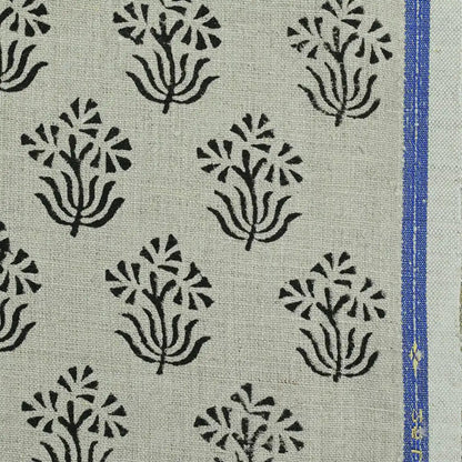 Vessina Floral Block Print Linen Fabric