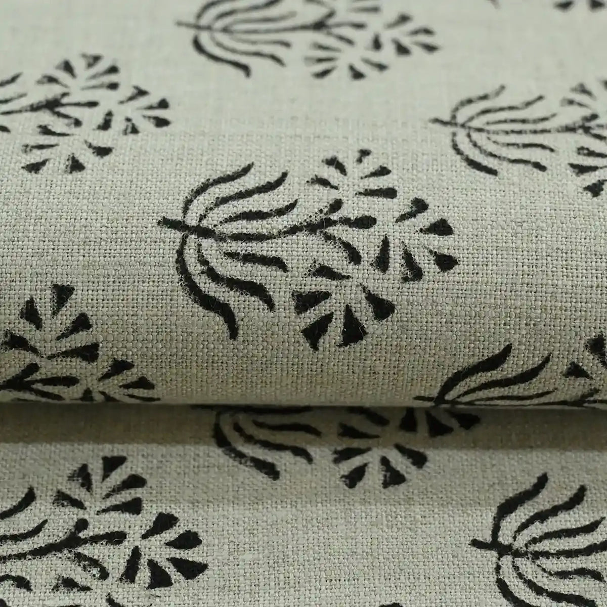 Vessina Floral Block Print Linen Fabric