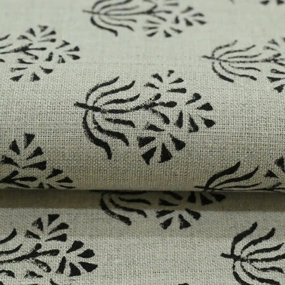 Vessina Floral Block Print Linen Fabric