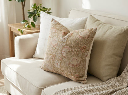 Sydney Terracotta Linen Block Print Pillow Cover