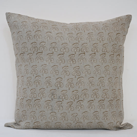 Joanna Sepia Linen Block Print Pillow Cover