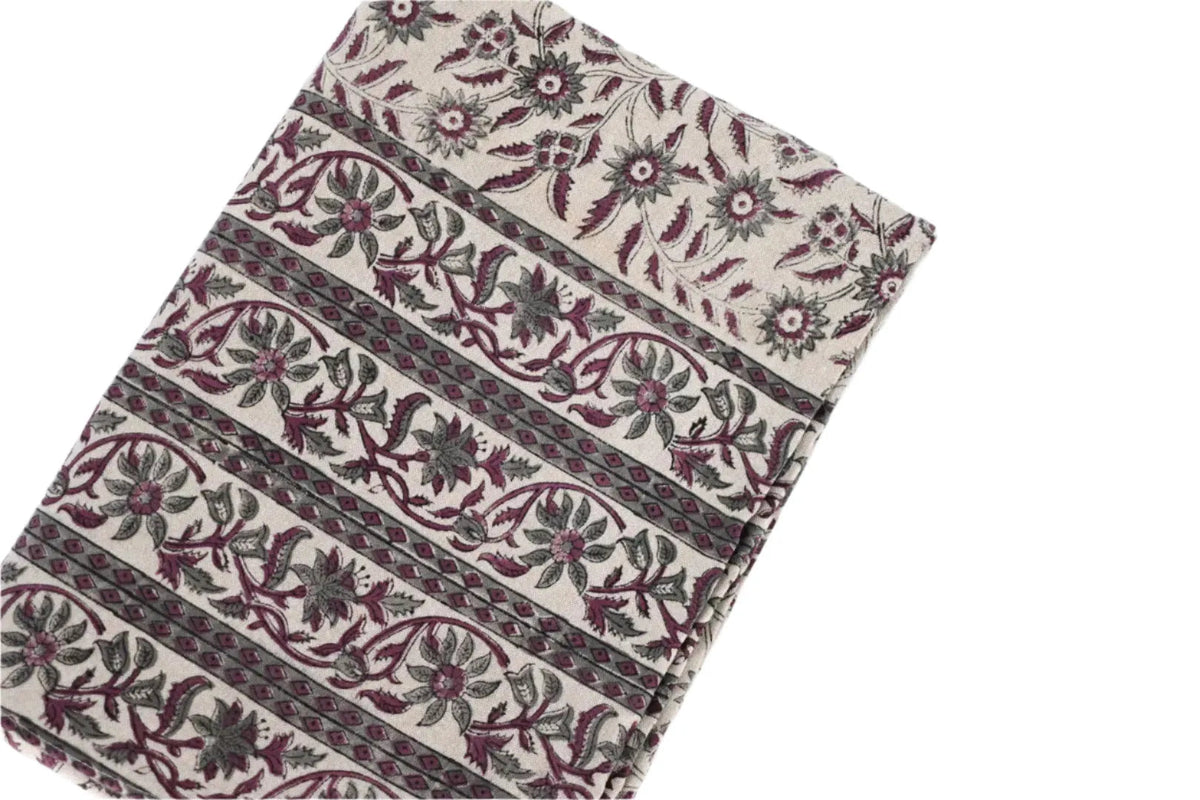 Hazel Floral Block Print Tablecloth - Maple Village Lane