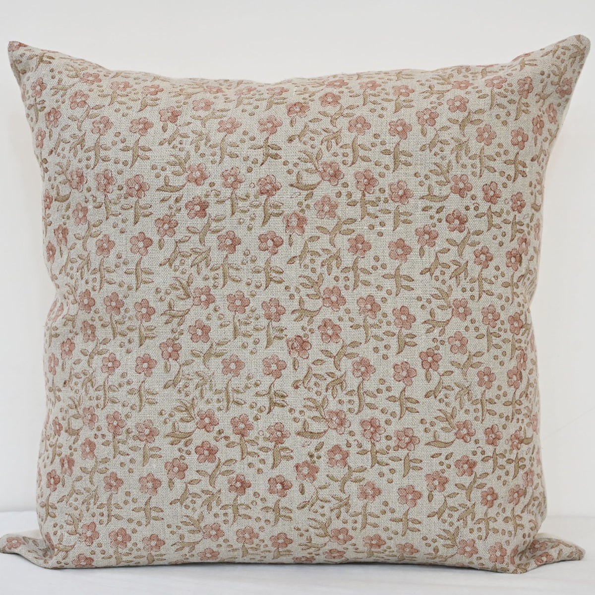 Lisa Taupe Linen Block Print Pillow Cover
