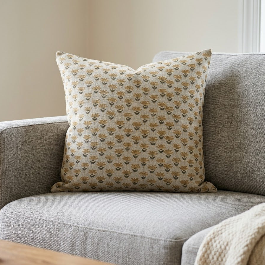 Destiny Charcoal Block Print Pillow Cover