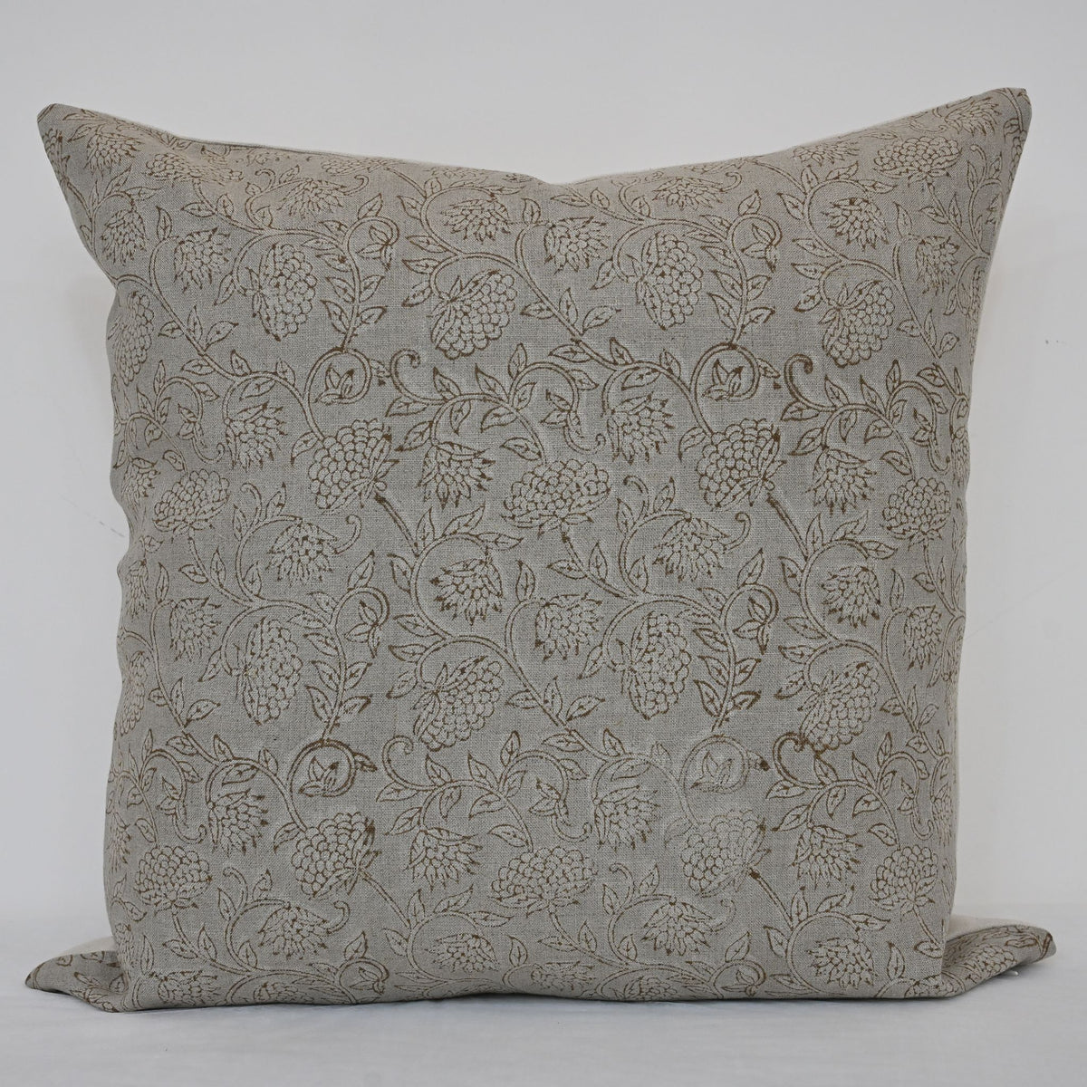 Lucia Charcoal Linen Block Print Pillow Cover