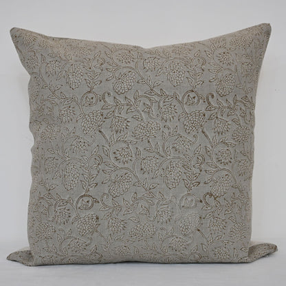 Lucia Charcoal Linen Block Print Pillow Cover