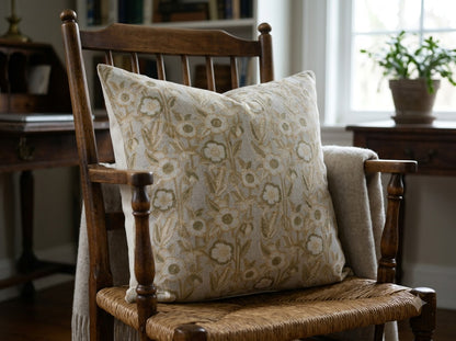 Maria Warm Linen Block Print Pillow Cover