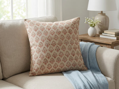 Brooke Grey Linen Block Print Pillow Cover