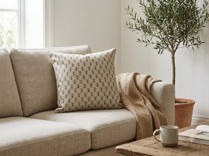 Summer Chestnut Linen Block Print Pillow Cover