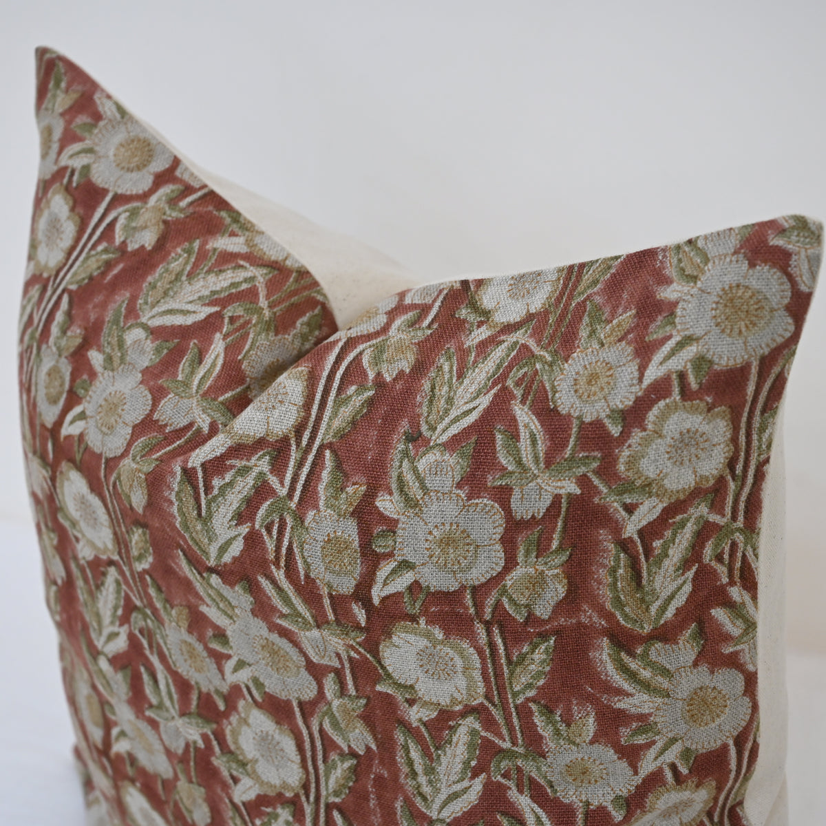 Maria Brick Linen Block Print Pillow Cover