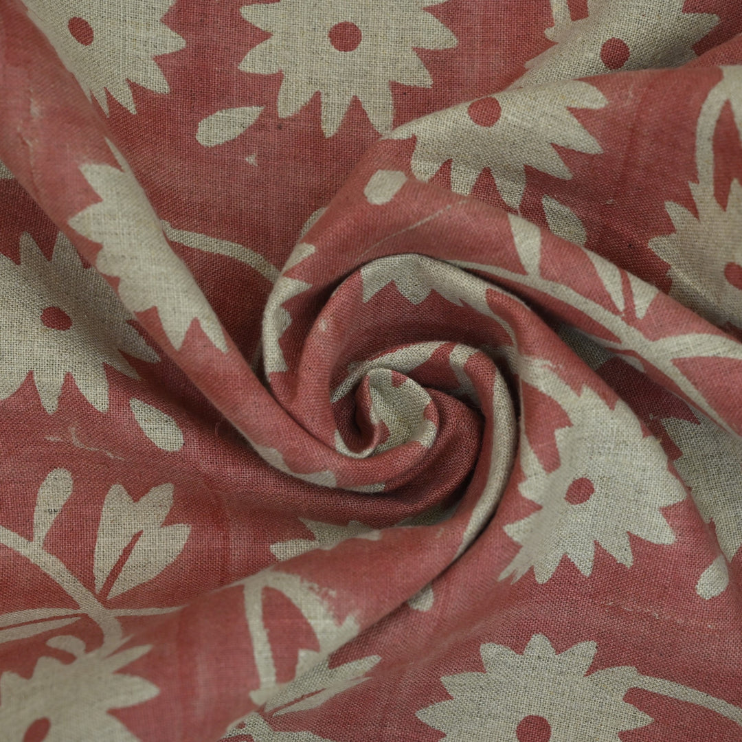 Artisan Block Print Linen Fabric -  14