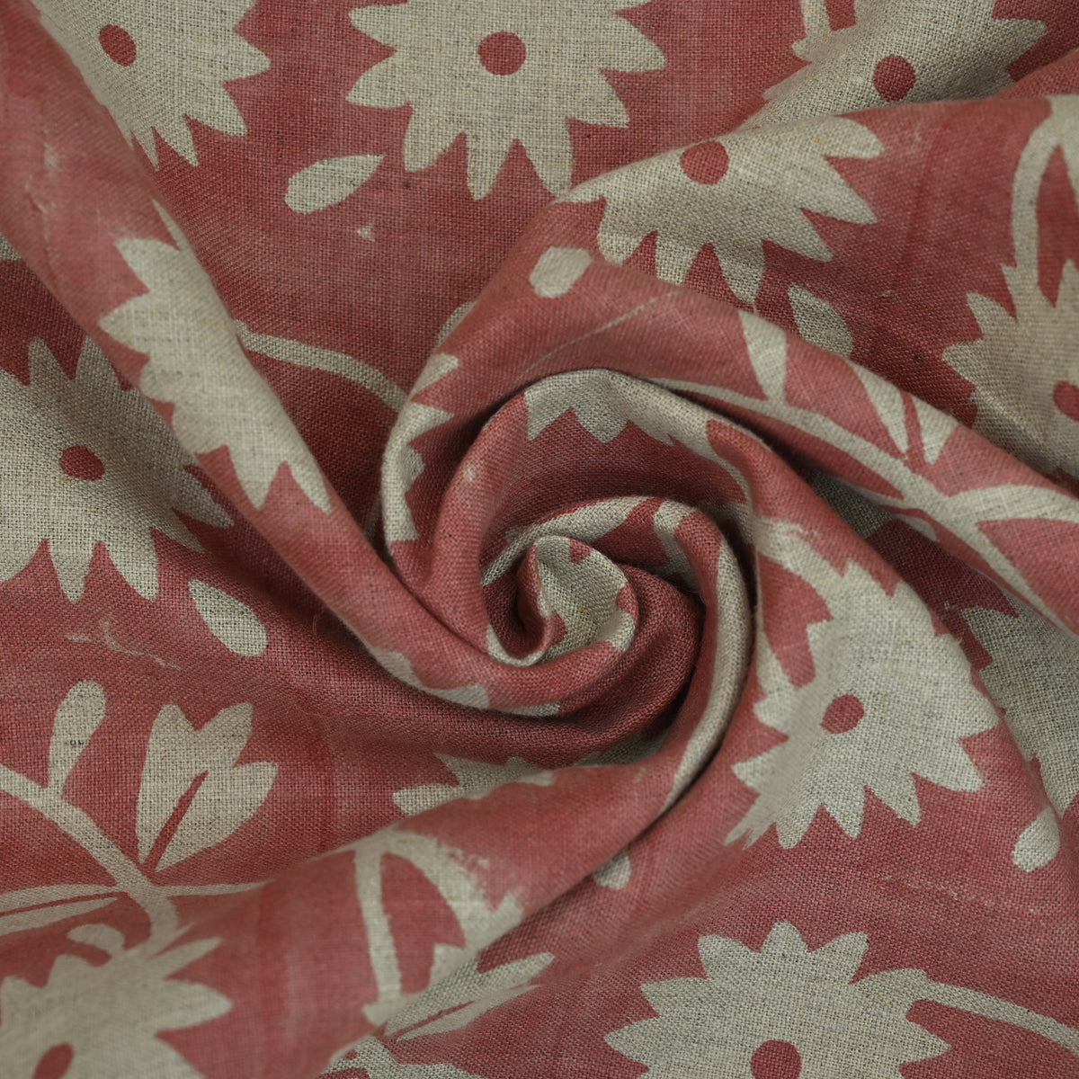 Annalise Floral Block Print Linen Fabric
