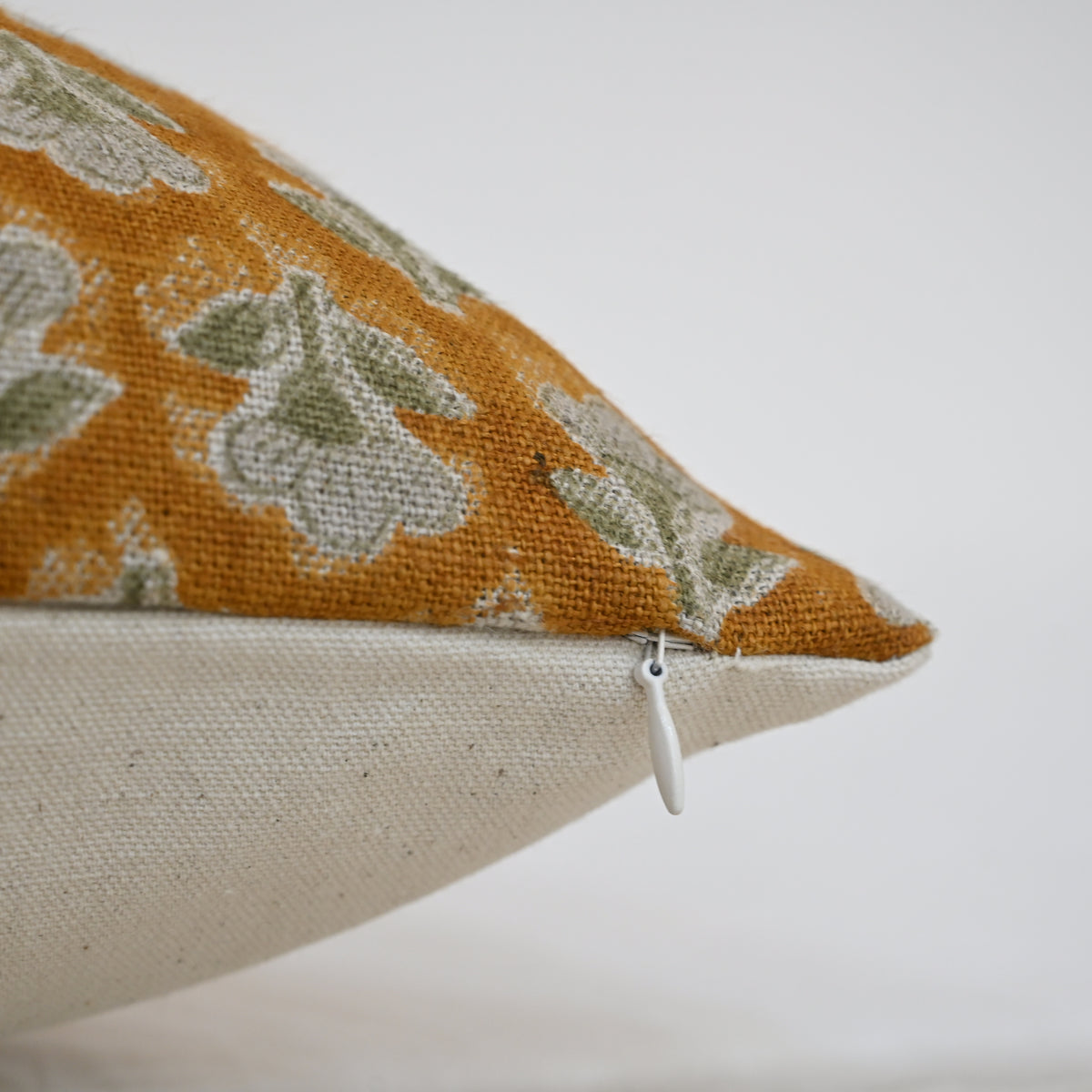 Madeline Sage Green Linen Block Print Pillow Cover