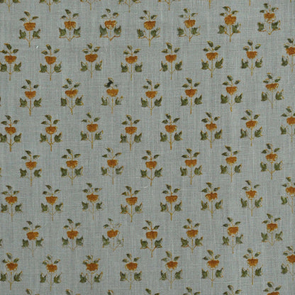 Yllom Floral Linen Block Print Fabric