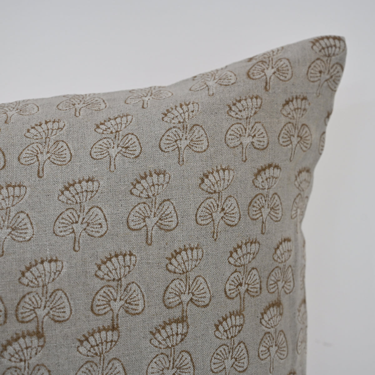 Joanna Sepia Linen Block Print Pillow Cover