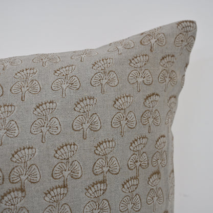 Joanna Sepia Linen Block Print Pillow Cover