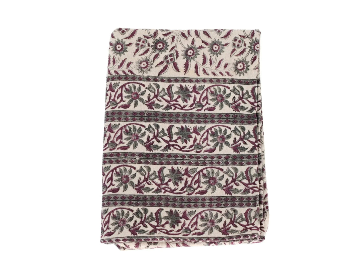 Hazel Floral Block Print Tablecloth - Maple Village Lane