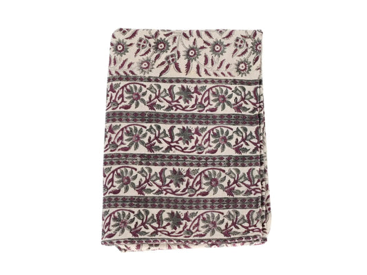 Hazel Floral Block Print Tablecloth - Maple Village Lane