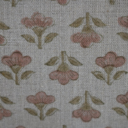 Madeline pink Linen Block Print Pillow Cover