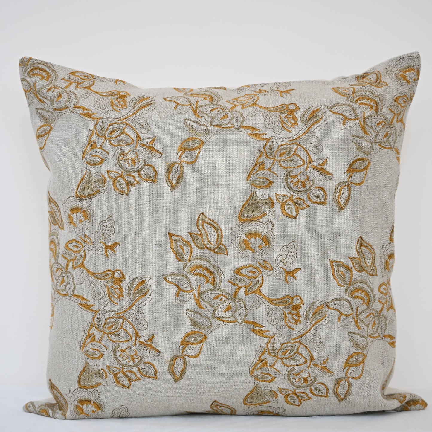 Faith Beige Block Print Pillow Cover