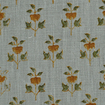 Yllom Floral Linen Block Print Fabric
