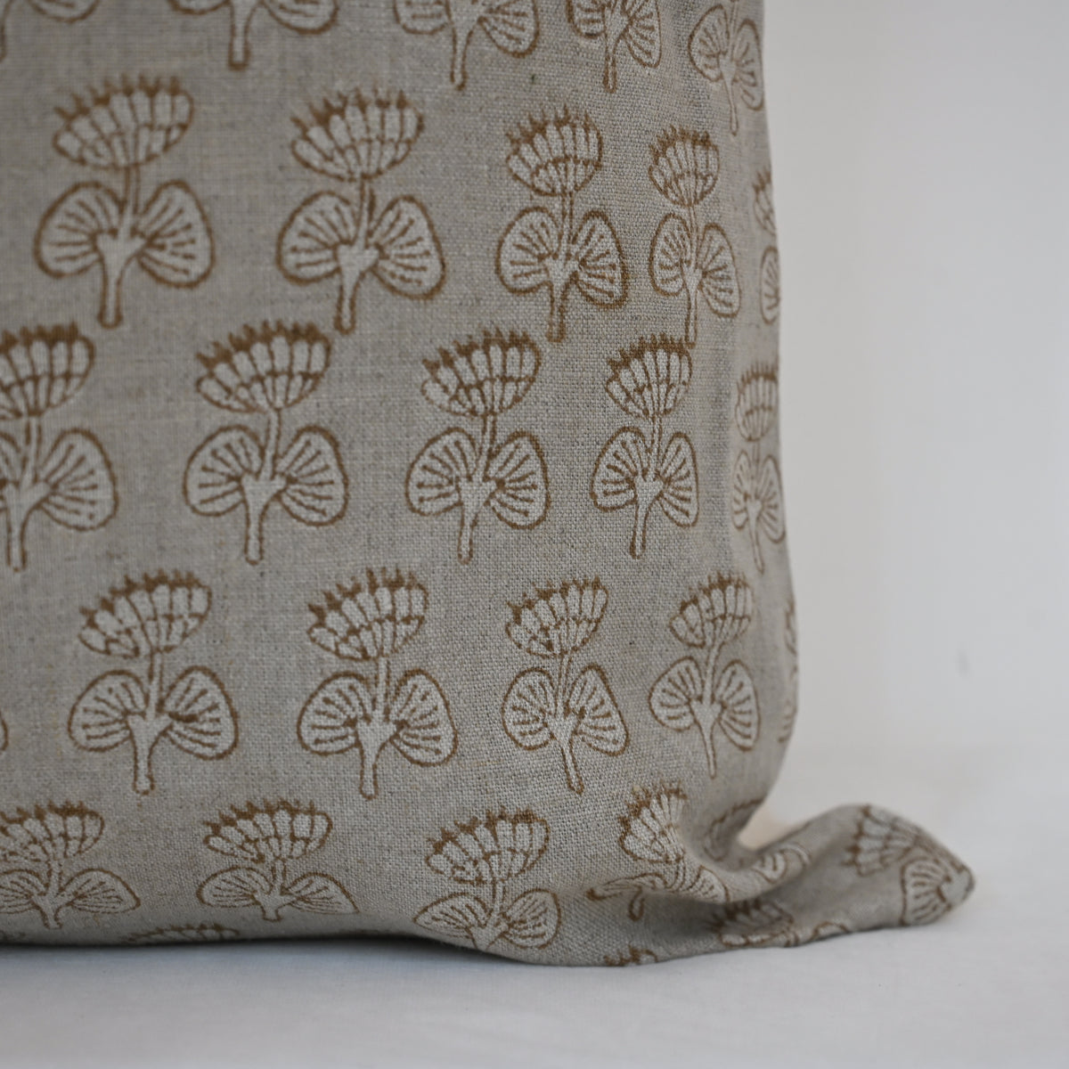 Joanna Sepia Linen Block Print Pillow Cover