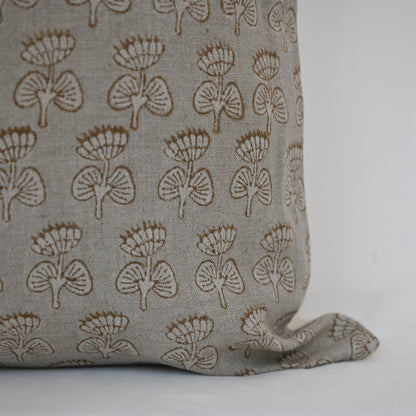 Joanna Sepia Linen Block Print Pillow Cover